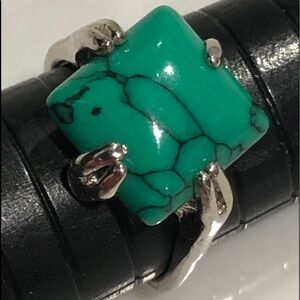 Turquoise Color Silver Tone Ring